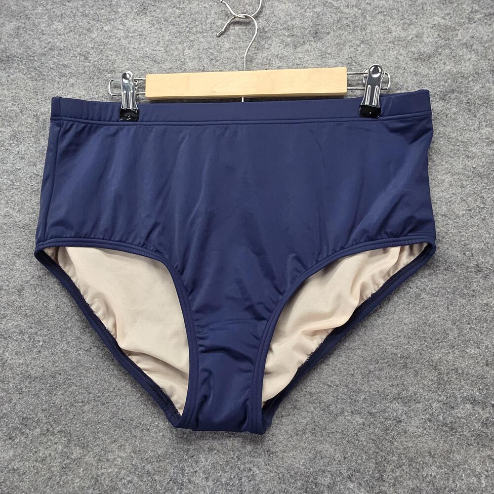 Swimsuit For All Bikini Bottom Womens 18 Blue High-Waisted Stretch Swimwear